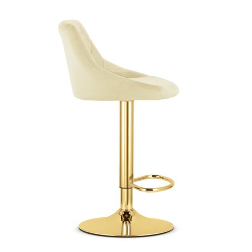 Tabouret Pivotant Daka - Velours Beige Avec Piètement Doré