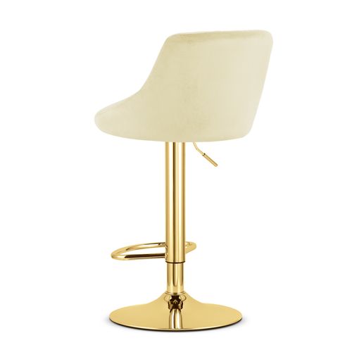 Tabouret Pivotant Daka - Velours Beige Avec Piètement Doré