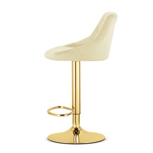 Tabouret Pivotant Daka - Velours Beige Avec Piètement Doré