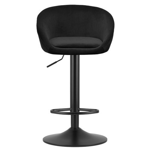 Tabouret East - Velours Noir / Base Noire Pour Salon, Cuisine, Salle à Manger