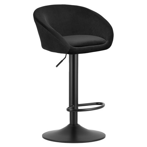 Tabouret East - Velours Noir / Base Noire Pour Salon, Cuisine, Salle à Manger