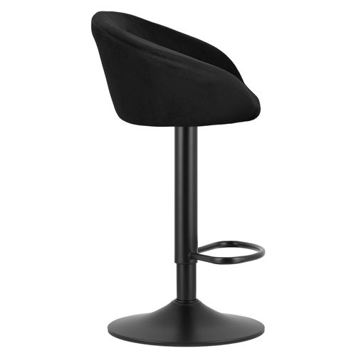 Tabouret East - Velours Noir / Base Noire Pour Salon, Cuisine, Salle à Manger