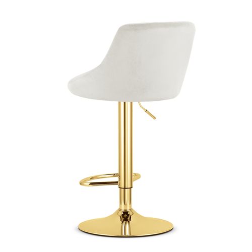 Tabouret Pivotant Daka - Velours Beige Avec Base Dorée X 2