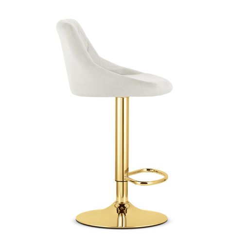 Tabouret Pivotant Daka - Velours Beige Avec Base Dorée X 2