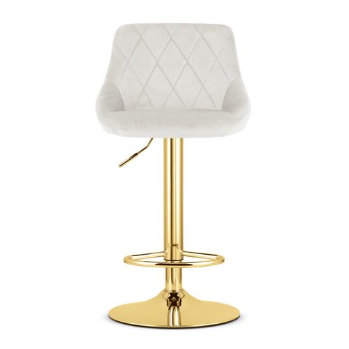 Tabouret Pivotant Daka - Velours Beige Avec Base Dorée X 2