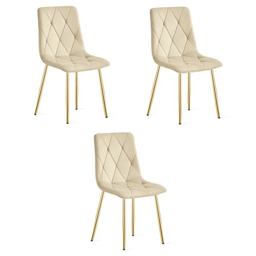 Fauteuil Tyra - Élégant Velours Beige Clair Pour Salon X 3