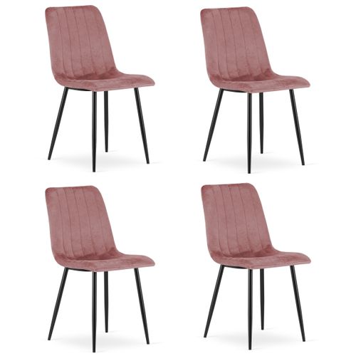 Fauteuil Jewa En Velours Rose - Élégant Pour Le Salon X 4