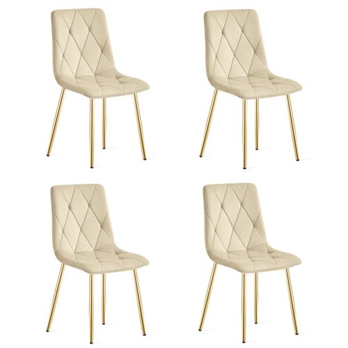 Fauteuil En Velours Tyra - Beige Clair X 4