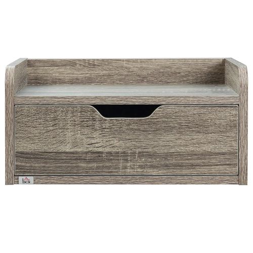 Ensemble De 2 Tables De Chevet Murales, Avec Tiroirs Et Plateaux, Aspect Bois,gris