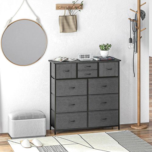 Commode à Tiroirs, Avec Tiroirs En Tissu, 10 Compartiments, Structure Métallique,noir
