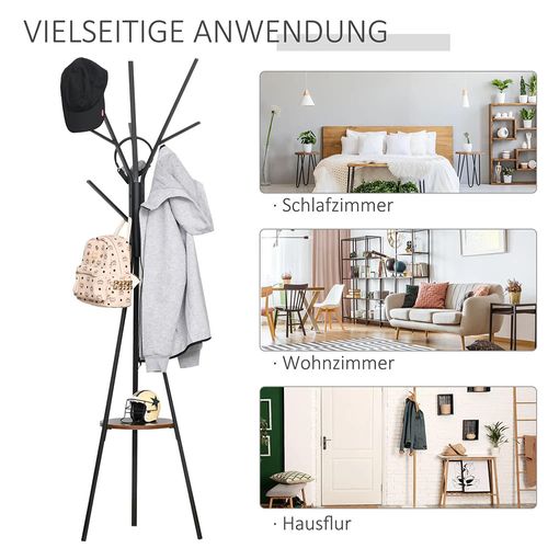 Porte-manteau, Cintre, 7 Crochets, Noir + Marron