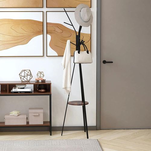 Porte-manteau, Cintre, 7 Crochets, Noir + Marron