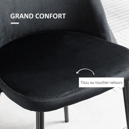 Lot De 2 Chaises De Salle à Manger En Tissu Velours - Noir