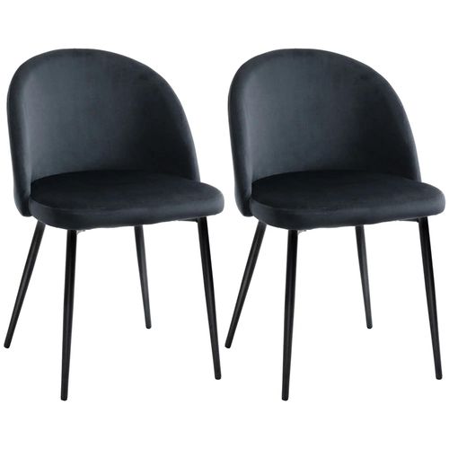 Lot De 2 Chaises De Salle à Manger En Tissu Velours - Noir