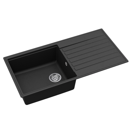 Evier Granit Noir Helika Kopa 1 Grand Bac 1 Égouttoir