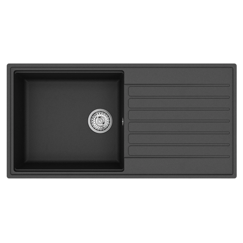 Evier Granit Noir Helika Kopa 1 Grand Bac 1 Égouttoir