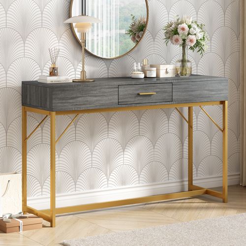 Console Avec 1 Tiroir - Style Moderne - Gris