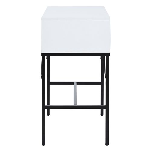 Table Console Moderne, Design Creux à 2 Tiroirs, Blanc Et Noir