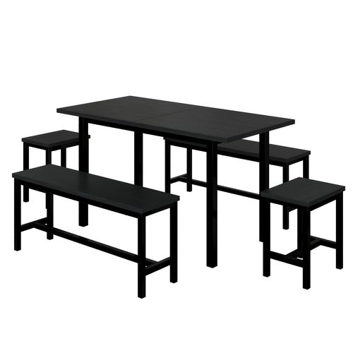 Ensemble Table Et 4 Chaises - Table à Manger Extensible 120/160 X 70 X 75 Cm - Noir