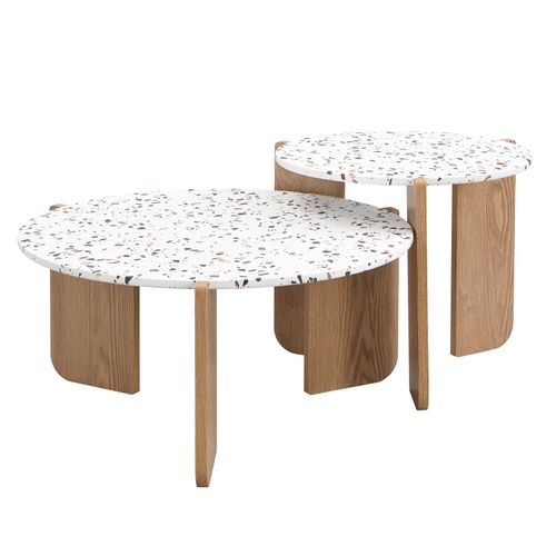 Lot De 2 Table Basse Gigogne, Composable Moderne, Pour Salon, Canapé, Naturel