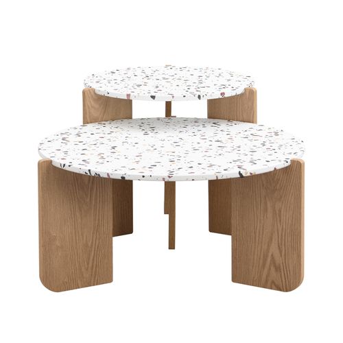 Lot De 2 Table Basse Gigogne, Composable Moderne, Pour Salon, Canapé, Naturel