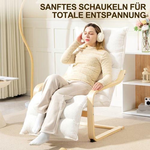 Fauteuil De Salon Réglable - Revêtement Sherpa Blanc - Accoudoirs - Salon