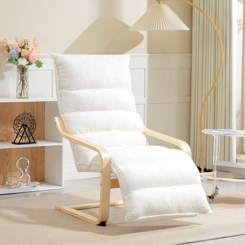 Fauteuil De Salon Réglable - Revêtement Sherpa Blanc - Accoudoirs - Salon
