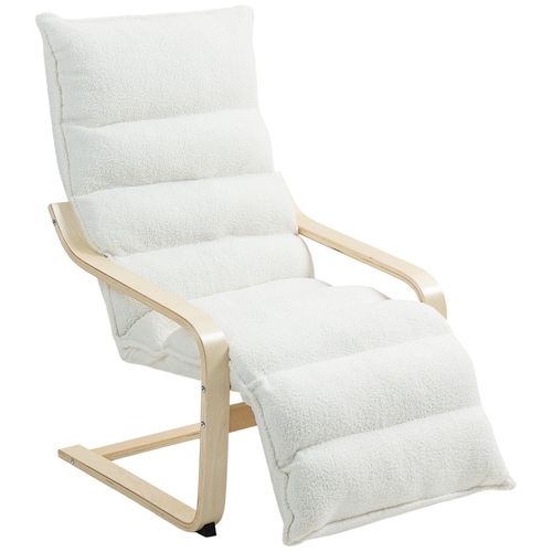 Fauteuil De Salon Réglable - Revêtement Sherpa Blanc - Accoudoirs - Salon