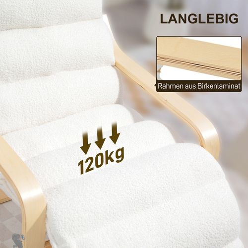 Fauteuil De Salon Réglable - Revêtement Sherpa Blanc - Accoudoirs - Salon