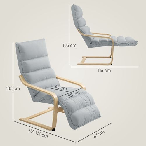 Fauteuil De Salon Réglable - Tissu Velours Gris Clair - Doux Et Confortable