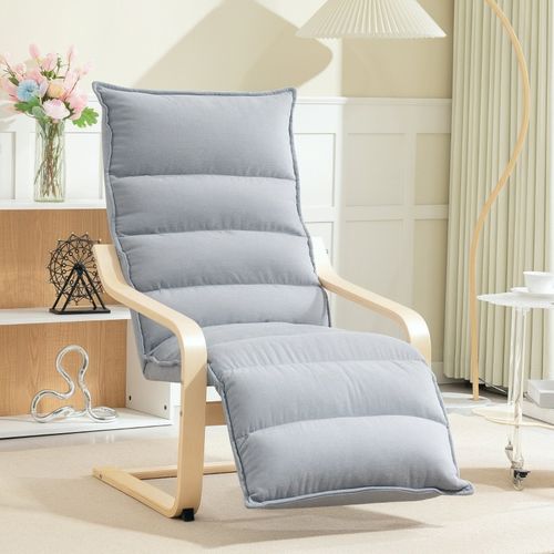 Fauteuil De Salon Réglable - Tissu Velours Gris Clair - Doux Et Confortable