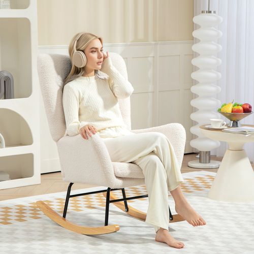 Siège Relax à Bascule Teddy - Crème, Accoudoirs, Coussin Lombaire - Confort Intégré Pour La Maison