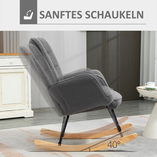 Fauteuil Berceuse - Doudou Berbère Gris - Rembourré Accoudoirs - Pour Intérieur