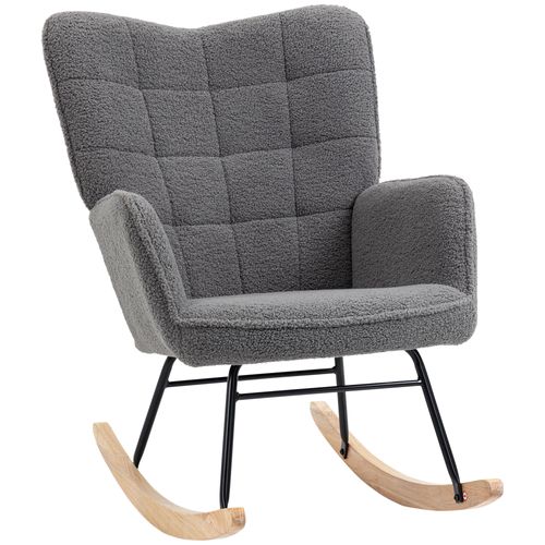 Fauteuil Berceuse - Doudou Berbère Gris - Rembourré Accoudoirs - Pour Intérieur