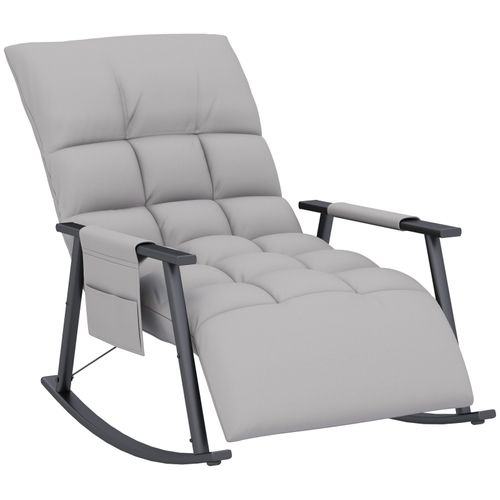 Fauteuil à Bascule - Siège Lounge Réglable - Tissu Gris - Poches Latérales
