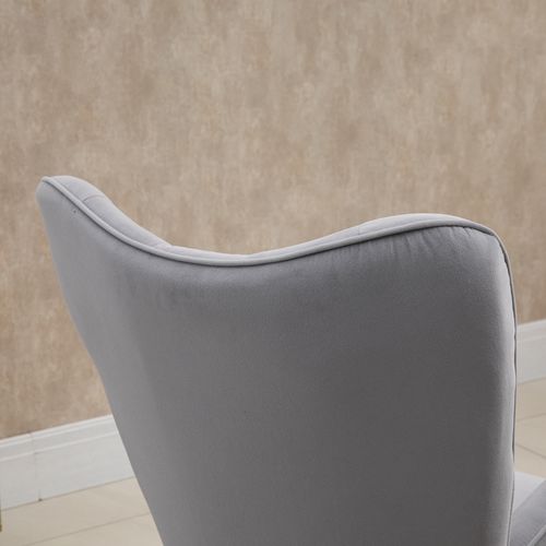 Fauteuil à Bascule Ergonomique En Velours Gris Clair - Accoudoirs - Pour Salon Et Chambre