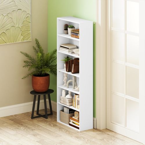 Bibliothèque Avec Étagères Réglables Pour Salon, Chambre, Blanche