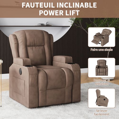 Fauteuil De Massage Électrique Avec Chauffage Lombaire Et Repose-pieds Rétractable,brun