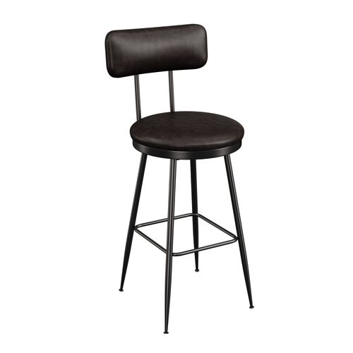 Lot De 4 Tabourets De Bar Avec Dossier Et Assise Rembourrée, En Cuir Pu, Hauteur 65 Cm, Noir