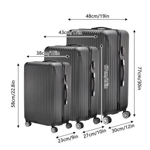 Ensemble De 3 Valises à 4 Roues Avec Serrure à Combinaison, Valise Rigide En Abs, Valise Trolley