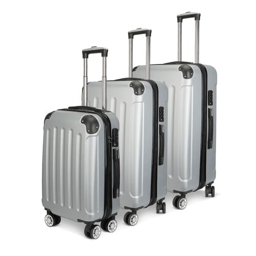 Ensemble De 3 Valises Rigides Légères à Roulettes Avec Serrure Tsa Et 4 Roulettes, Gris