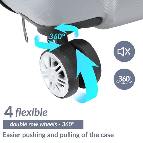 Ensemble De 3 Valises Rigides Légères à Roulettes Avec Serrure Tsa Et 4 Roulettes, Gris