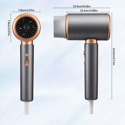 Sèche-cheveux, Silencieux, Haute Vitesse, Interrupteur à Trois Vitesses, 2000 W, Gris