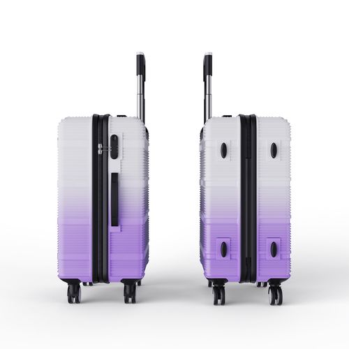 Valise 3 Pièces Avec 4 Roulettes Et Serrure Tsa,valise Rigide,poignée Télescopique,violet Et Blanc