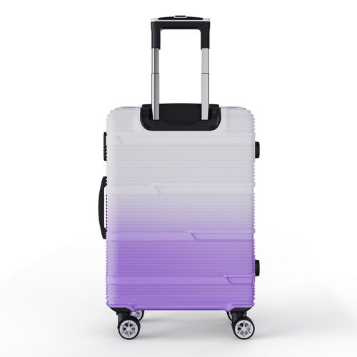 Valise 3 Pièces Avec 4 Roulettes Et Serrure Tsa,valise Rigide,poignée Télescopique,violet Et Blanc