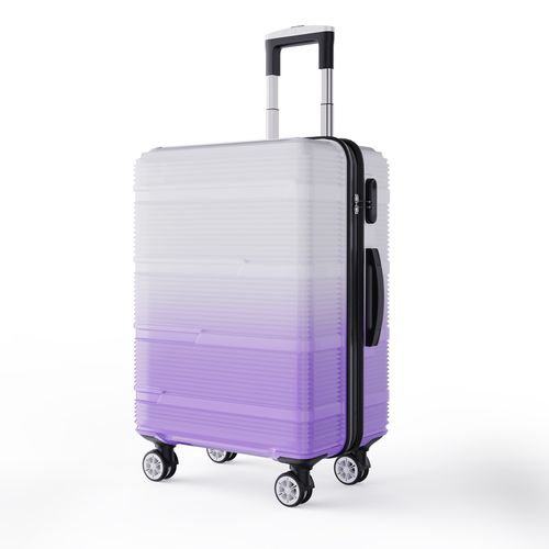 Valise 3 Pièces Avec 4 Roulettes Et Serrure Tsa,valise Rigide,poignée Télescopique,violet Et Blanc
