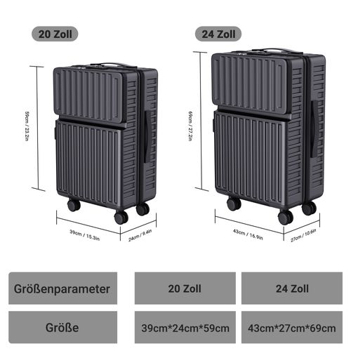 Valise 2 Pièces, Coque Rigide En Abs, Serrure à Combinaison Tsa Et Poignée Télescopique, Noire