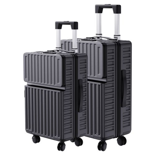 Valise 2 Pièces, Coque Rigide En Abs, Serrure à Combinaison Tsa Et Poignée Télescopique, Noire