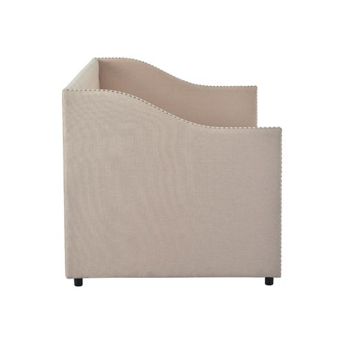 Lit Gigogne 90x200 Cm, Lin Résistant, Beige