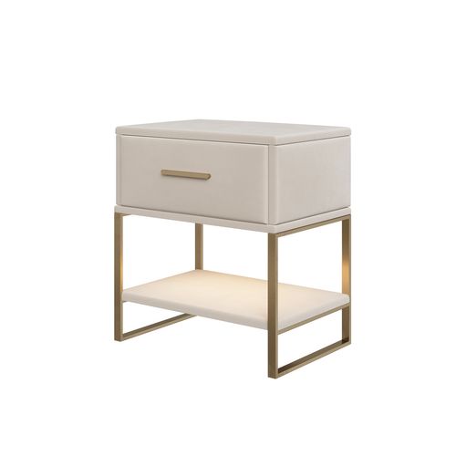 Lot De 2 Chevets Avec Poignées Et Pieds Dorés, 40 X 31 X 50 Cm, Beige